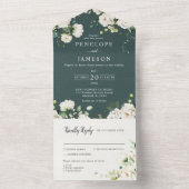 ホワイトアイボリークリームバラフローラ結婚ボタニカルA オールインワン招待状 (内側)