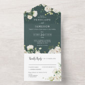 ホワイトアイボリークリームバラフローラ結婚ボタニカルA オールインワン招待状 (内側)
