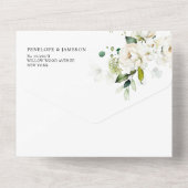 ホワイトアイボリークリームバラフローラ結婚ボタニカルA オールインワン招待状 (裏面)