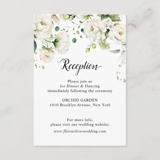 ホワイトアイボリークリームバラフローラ結婚ボタニカルE エンクロージャーカード (正面)