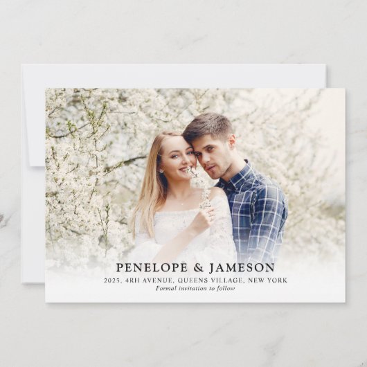 ホワイトアイボリークリームバラフローラ結婚ボタニカルS セーブザデート (裏面)