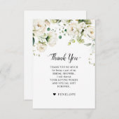 ホワイトアイボリークリームバラフローラ結婚ボタニカルT サンキューカード (正面/裏面)