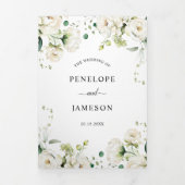 ホワイトアイボリークリームバラフローラ結婚ボタニカルT 三つ折りプログラム (カバー)