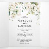 ホワイトアイボリークリームバラフローラ結婚ボタニカルT 三つ折りプログラム (内部中)