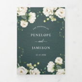 ホワイトアイボリークリームバラフローラ結婚ボタニカルT 三つ折りプログラム (カバー)