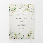 ホワイトアイボリークリームバラフローラ結婚ボタニカルT 三つ折りプログラム (カバー)