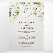 ホワイトアイボリークリームバラフローラ結婚ボタニカルT 三つ折りプログラム (内部中)