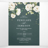 ホワイトアイボリークリームバラフローラ結婚ボタニカルT 三つ折りプログラム (内部中)