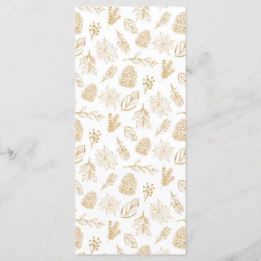 ホワイトアイボリーゴールドのクリスマスフラワーのウェディング メニュー (裏面)