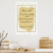 ホワイトアイボリーゴールドフレームのフォーマルリハーサルディナー ポスター (キッチン)