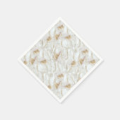 ホワイトアイボリーシルク&アイボリーシャンペーンパールオールオーバー スタンダードカクテルナプキン (角)