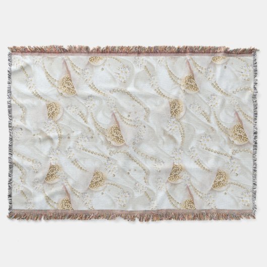 ホワイトアイボリーシルク&アイボリーシャンペーンパール スローブランケット (正面)