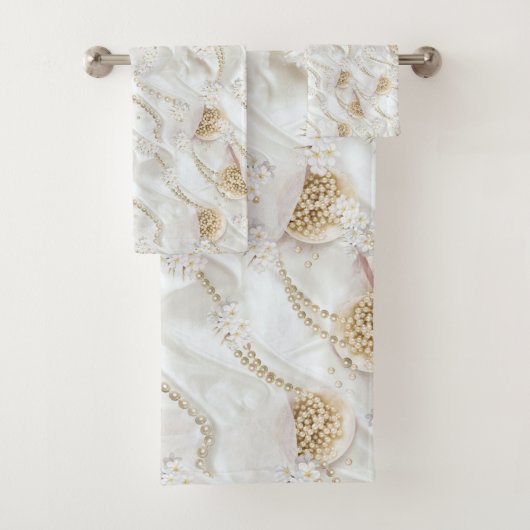 ホワイトアイボリーシルク&アイボリーシャンペーンパール バスタオルセット (インサイチュ)