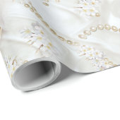 ホワイトアイボリーシルク&アイボリーシャンペーンパール ラッピングペーパー (ロールコーナー)