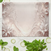 ホワイトアイボリーフローラキッチンタオル キッチンタオル (折り畳み)