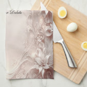 ホワイトアイボリーフローラキッチンタオル キッチンタオル (四つ折り)