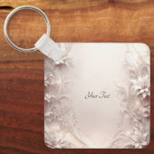 ホワイトアイボリーフローラキーチェーン キーホルダー (正面)