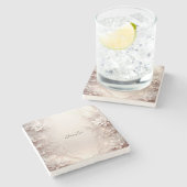 ホワイトアイボリーフローラストーンコースター ストーンコースター (横)