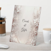 ホワイトアイボリーフローラテーブルトップシンボルや象徴 台座サイン (インサイチュ)