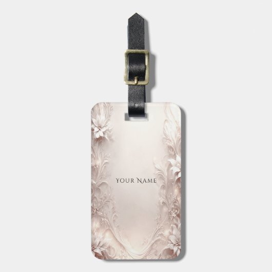 ホワイトアイボリーフローララゲージタグ ラゲッジタグ (正面縦)