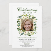 ホワイトアイボリーフローラ保保記念葬祭写真 招待状 (正面/裏面)