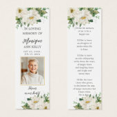 ホワイトアイボリーフローラ写真葬儀記念ブックマーク (正面&裏面)