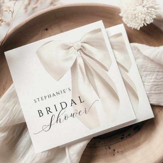 ホワイトアイボリーボウ ブライダルシャワー スタンダードランチョンナプキン