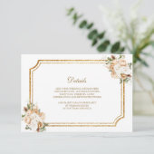 ホワイトアイボリー金ゴールドクリスマス結婚フローラ詳細 エンクロージャーカード (スタンド正面)