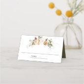 ホワイトアイボリー金ゴールドクリスマス結婚フローラ プレイスカード (正面)