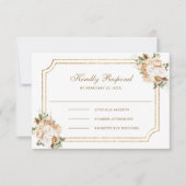 ホワイトアイボリー金ゴールドクリスマス結婚フローラ 出欠カード (正面)