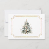 ホワイトアイボリー金ゴールドクリスマス結婚フローラ 出欠カード (裏面)