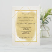 ホワイトアイボリー金ゴールド枠フォーマル付き退職パーティー 招待状 (スタンド正面)