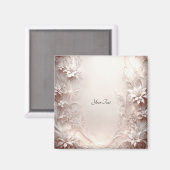 ホワイトアイボリー フラワーマグネット マグネット (正面/裏面)