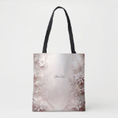 ホワイトアイボリー フラワー トートバッグ (正面)