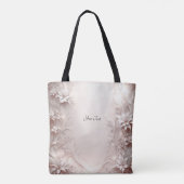 ホワイトアイボリー フラワー トートバッグ (裏面)