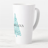 ホワイトアクアブルークリスマスツリー カフェラテマグ (右アングル)