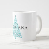 ホワイトアクアブルークリスマスツリー ジャンボコーヒーマグカップ (正面右)