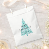 ホワイトアクアブルークリスマスツリー フェイバーバッグ (クリップ留めされた状態)