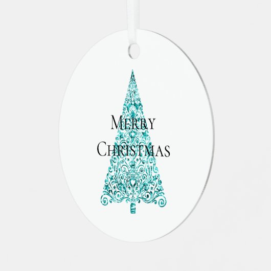 ホワイトアクアブルークリスマスツリー メタルオーナメント (正面左)