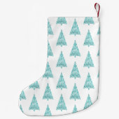 ホワイトアクアブルースパークルクリスマスツリー スモールクリスマスストッキング (裏面)