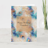 ホワイトアクア金ゴールド孔雀の羽根 カード (正面)