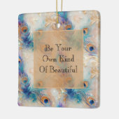 ホワイトアクア金ゴールド孔雀の羽根 セラミックオーナメント (左)