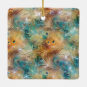 ホワイトアクア金ゴールド孔雀の羽根 セラミックオーナメント (裏面)