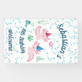 ホワイトアクソロトル誕生日パーティバナー 横断幕 (横)