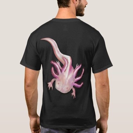 ホワイトアクソロトル「歩く魚」アート Tシャツ (裏面)