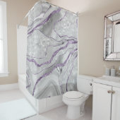 ホワイトアゲテラベンダーグリッターグラム#1 シャワーカーテン (インサイチュ)