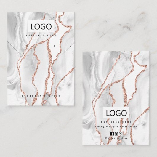 ホワイトアゲートジュエリーイヤリングネックレスディスプレイカード 名刺 (正面/裏面)