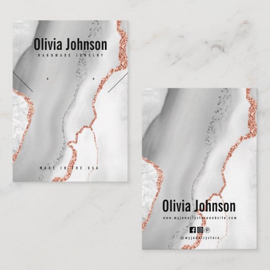 ホワイトアゲートジュエリーイヤリングネックレスディスプレイ 名刺 (正面/裏面)