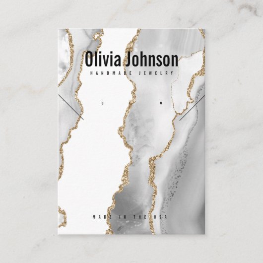 ホワイトアゲートジュエリーイヤリングネックレスディスプレイ 名刺 (正面)