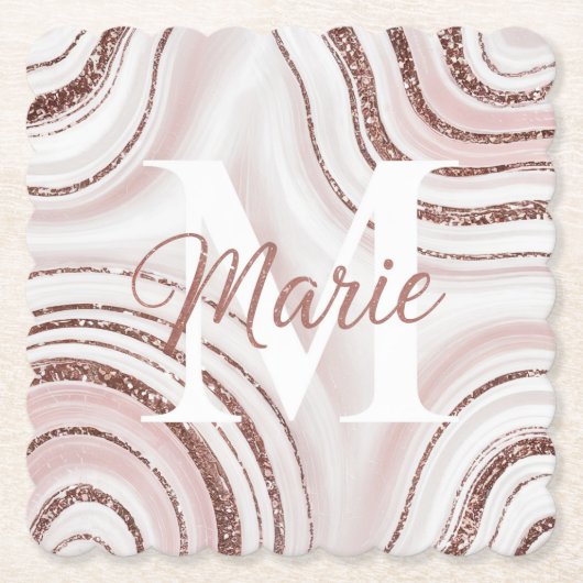 ホワイトアゲートモノグラム大理石スワーズコースターセット ペーパーコースター (正面)